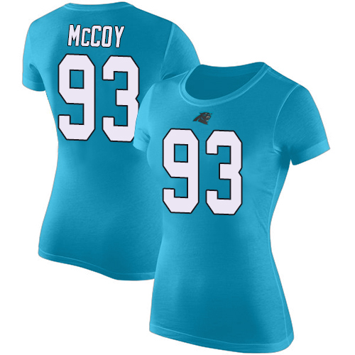 Carolina Panthers Blue Women Gerald McCoy Rush Pride Name and Number NFL Football #93 T Shirt